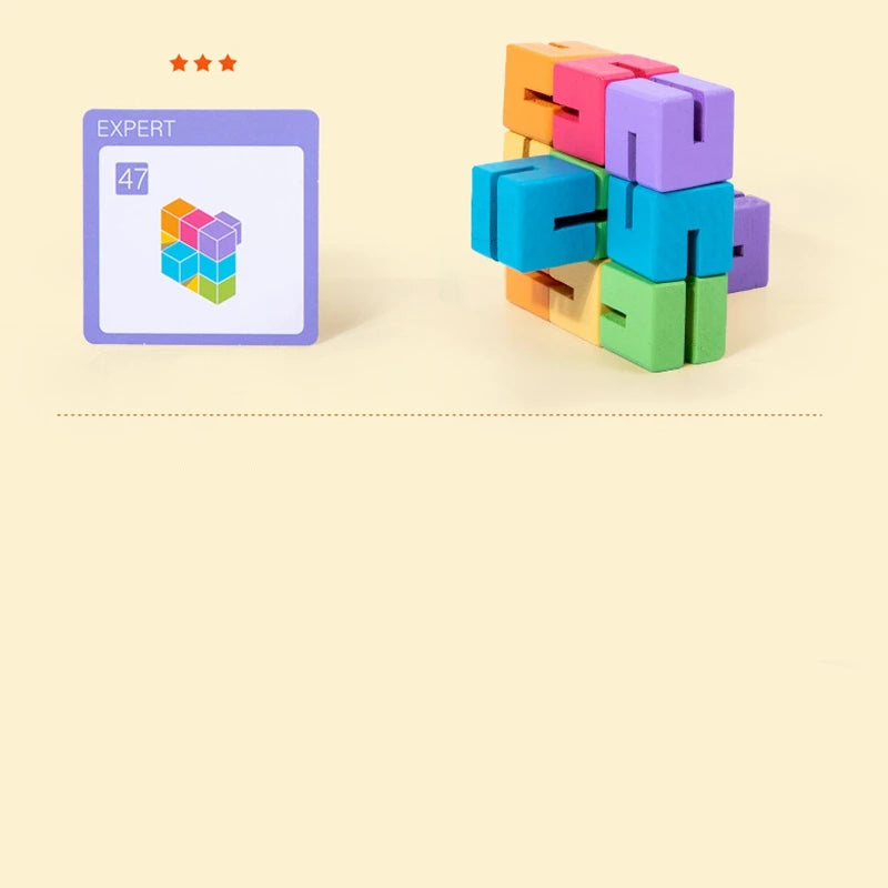 لعبة المكعبات الخشبية ثلاثية الأبعاد