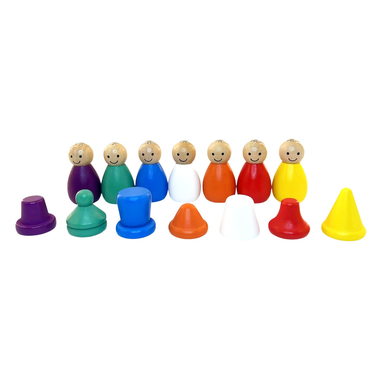 Magnetic Wooden Hats Set – 7 Colorful Pieces Matching Toy - Kid Zone