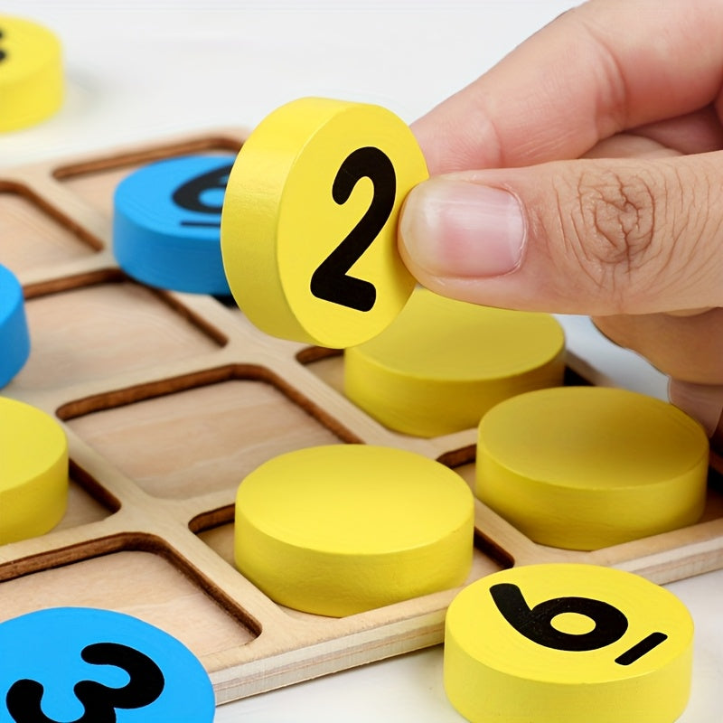 Montessori Wooden Counting Discs – 24 Colorful Math Tokens for Kids (Yellow & Blue) - Kid Zone