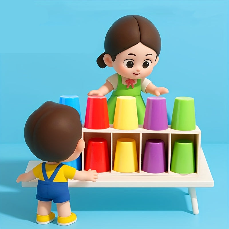Montessori Memory Matching Game – Wooden Color-Cups Brain Training Toy - Kid Zone