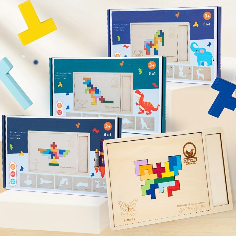 Educational Wooden Puzzle for Kids – Interlocking Building Pieces - Kid Zone