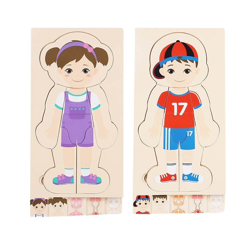 Layered Wooden Human Body Puzzle – Multi-Level Anatomy Learning Toy - Kid Zone