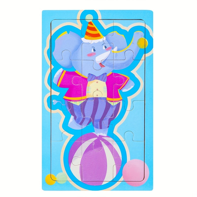 Cartoon Animal Puzzle Set – 12-Piece Early Learning Board - Kid Zone