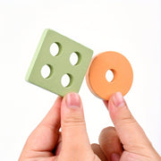 Wooden Shape Stacking Peg Set – Colorful Geometric Sorting Toy for Toddlers - Kid Zone