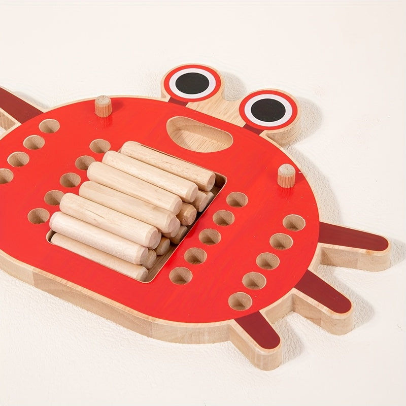 Montessori Wooden Crab Math Toy – Early Learning Addition Board for Kids - Kid Zone