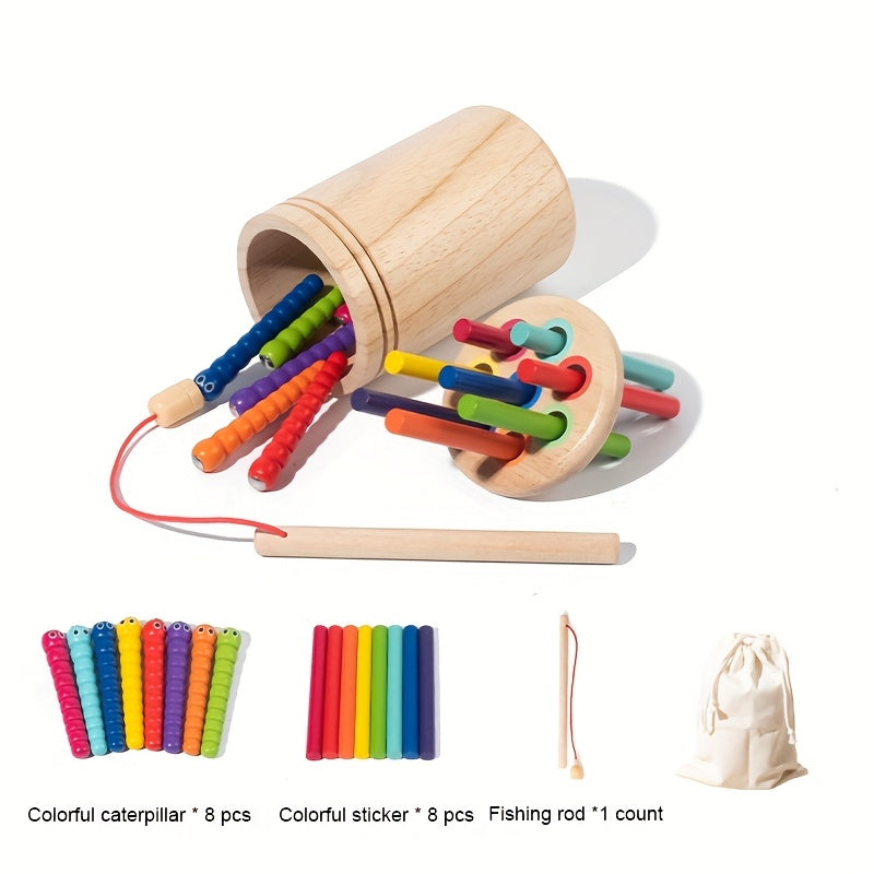 Wooden Sorting & Matching Game – Colorful Caterpillars and Sticks - Kid Zone