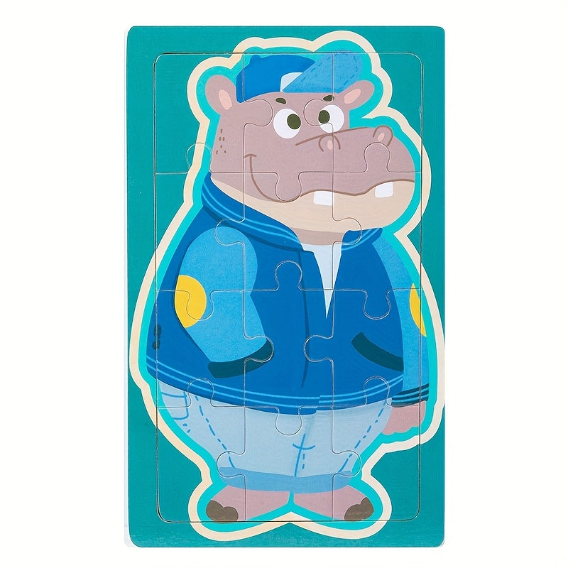 Cartoon Animal Puzzle Set – 12-Piece Early Learning Board - Kid Zone