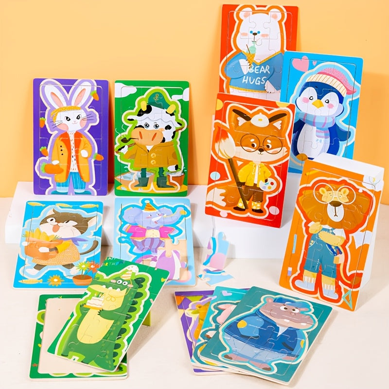 Cartoon Animal Puzzle Set – 12-Piece Early Learning Board - Kid Zone