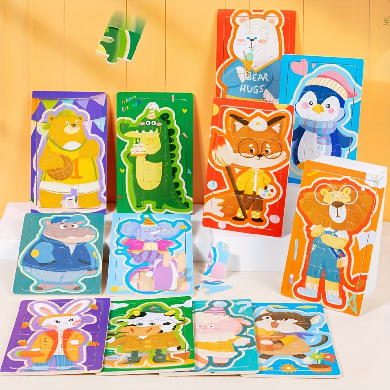 Cartoon Animal Puzzle Set – 12-Piece Early Learning Board - Kid Zone