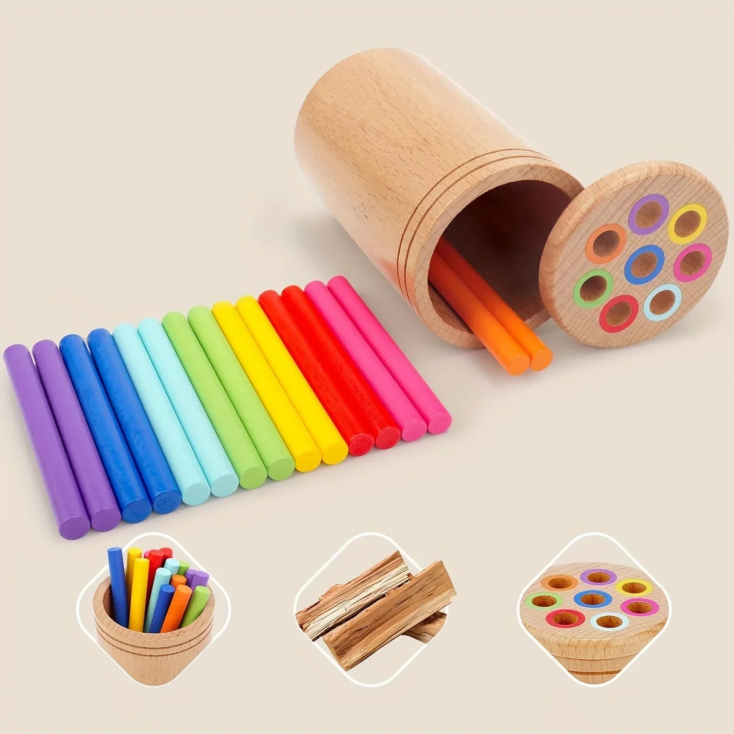Wooden Balancing Sticks Toy for Kids – Montessori Educational Learning Set - Kid Zone