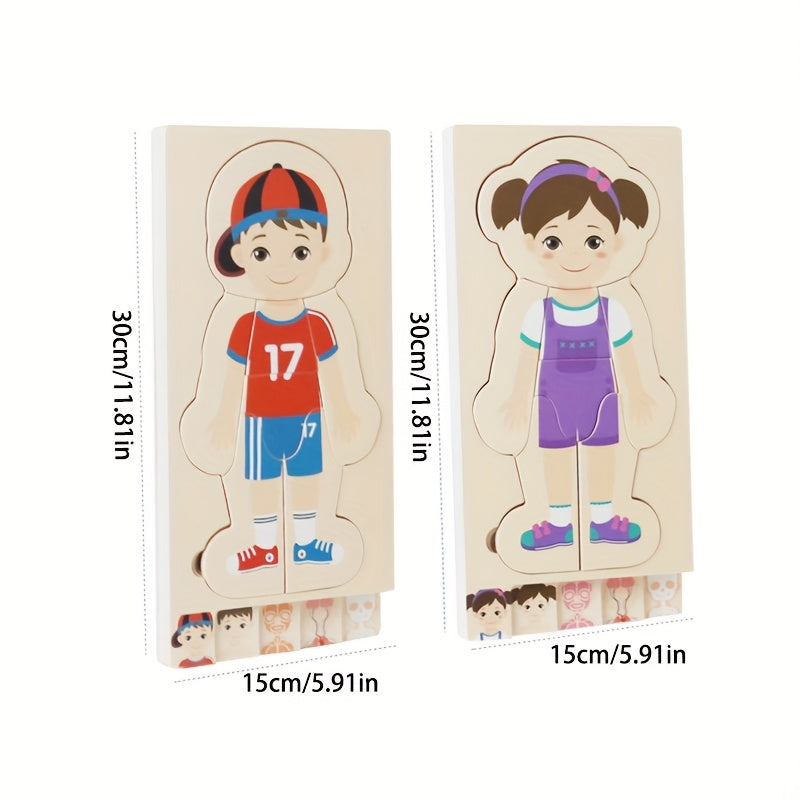 Layered Wooden Human Body Puzzle – Multi-Level Anatomy Learning Toy - Kid Zone