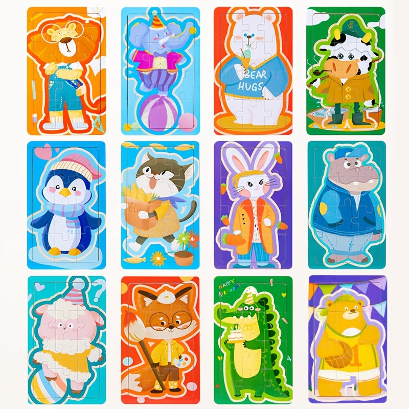 Cartoon Animal Puzzle Set – 12-Piece Early Learning Board - Kid Zone