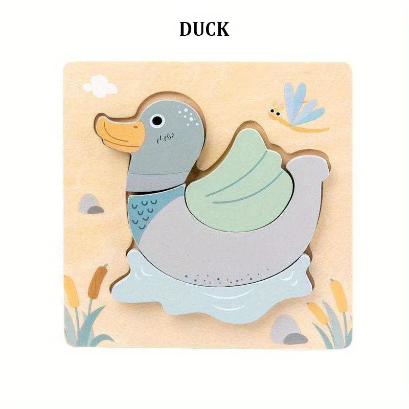 3D Wooden Animal Puzzles for Kids – Early Learning Brain Development Toy - Kid Zone