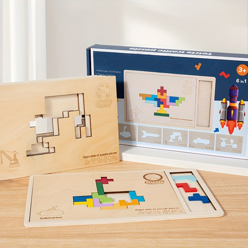 Educational Wooden Puzzle for Kids – Interlocking Building Pieces - Kid Zone