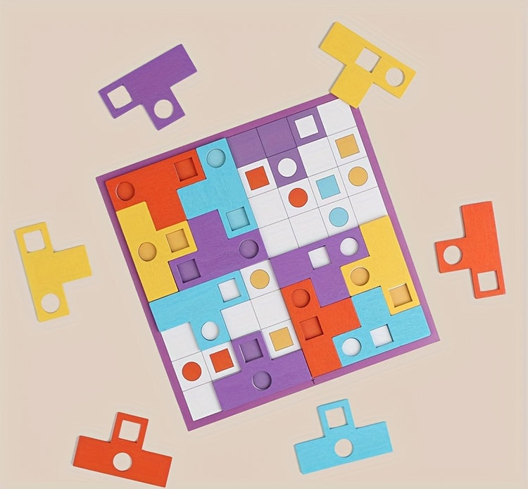 Wooden T-Puzzle Brain Teaser – 3D Logic Challenge for Kids & Adults - Kid Zone