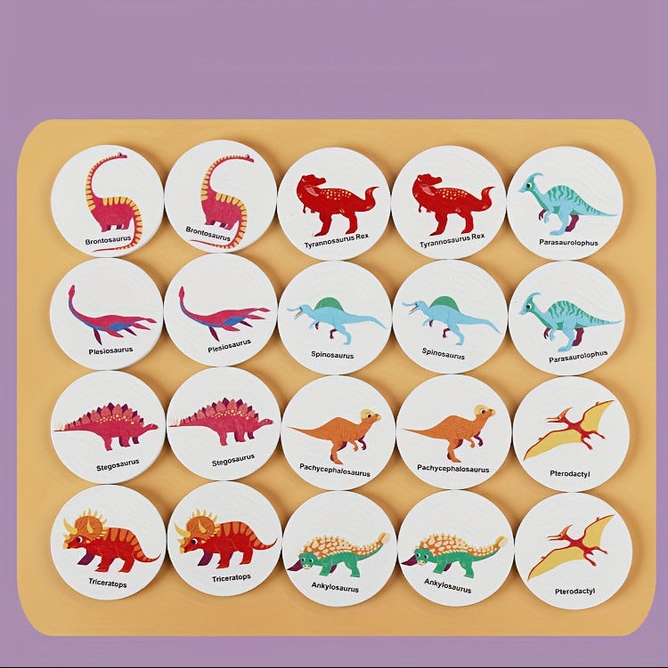 Montessori Wooden Memory Matching Game – Animals, Fruits & Dinosaurs Cards for Kids & Family - Kid Zone