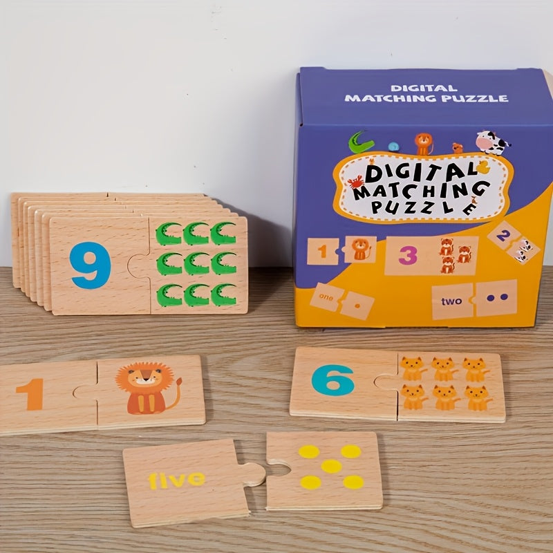 Wooden Animal Number Matching Puzzle – Fun Early Learning Toy - Kid Zone