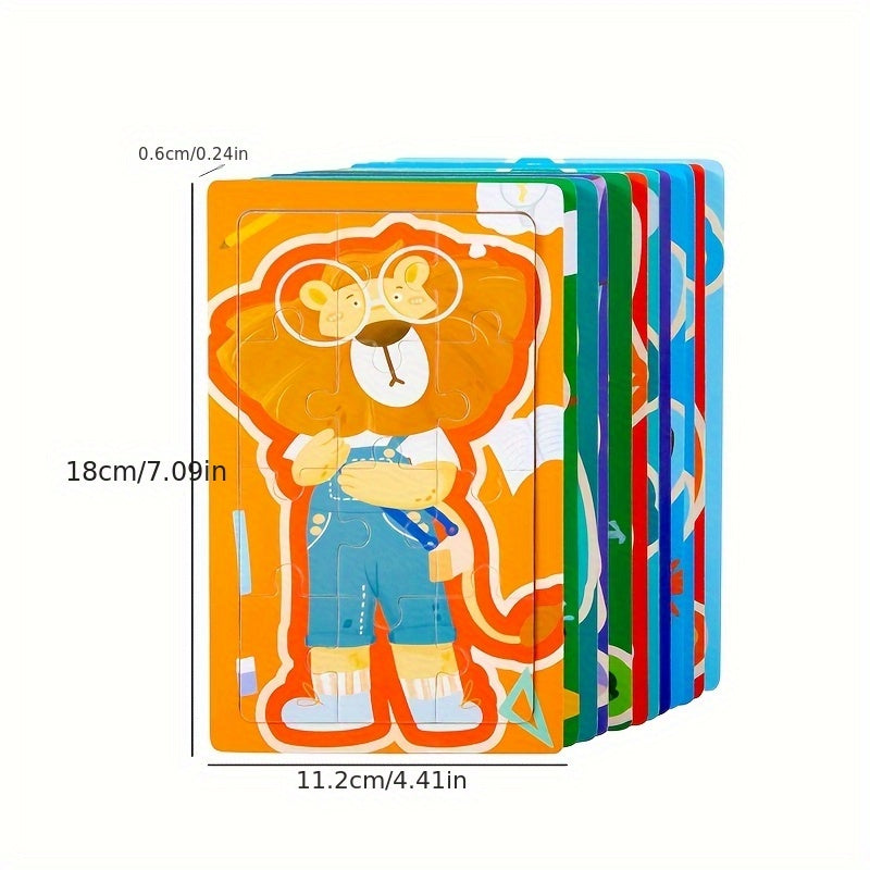 Cartoon Animal Puzzle Set – 12-Piece Early Learning Board - Kid Zone
