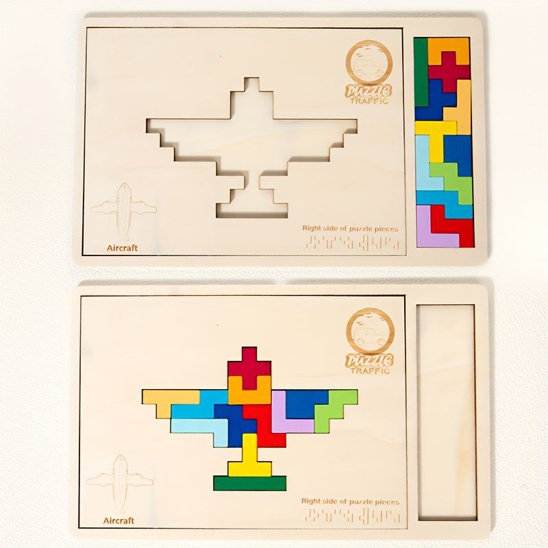 Educational Wooden Puzzle for Kids – Interlocking Building Pieces - Kid Zone