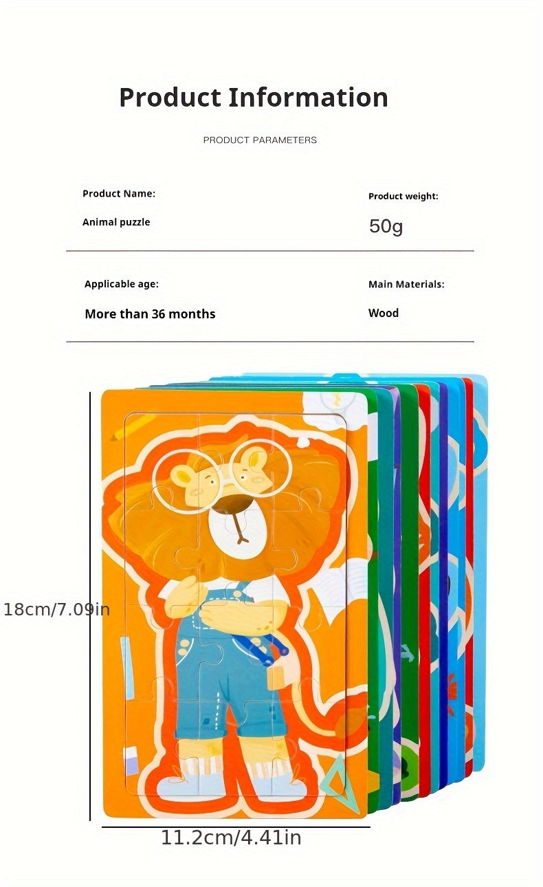 Cartoon Animal Puzzle Set – 12-Piece Early Learning Board - Kid Zone