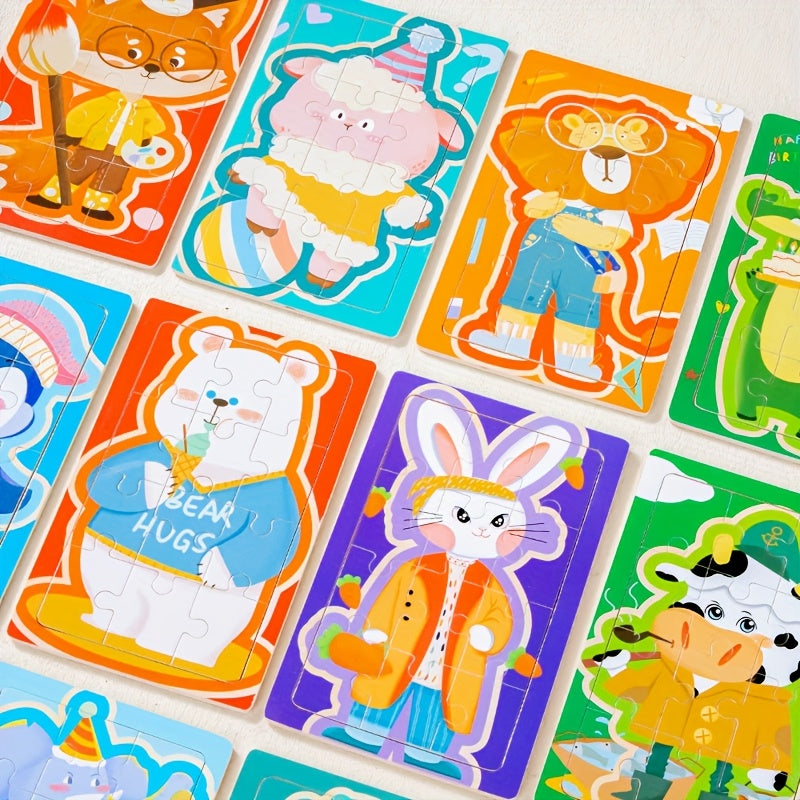 Cartoon Animal Puzzle Set – 12-Piece Early Learning Board - Kid Zone