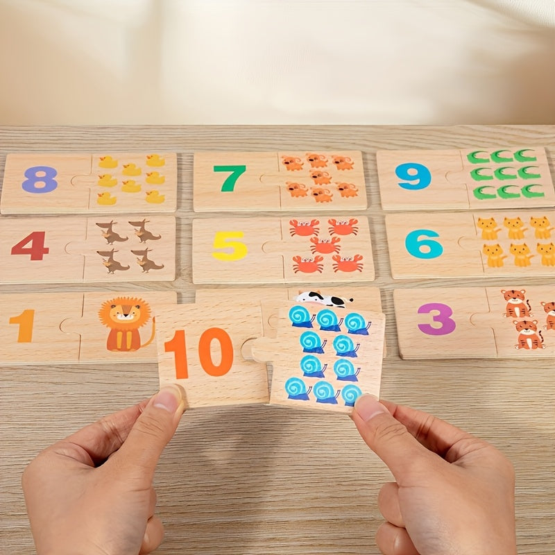 Wooden Animal Number Matching Puzzle – Fun Early Learning Toy - Kid Zone