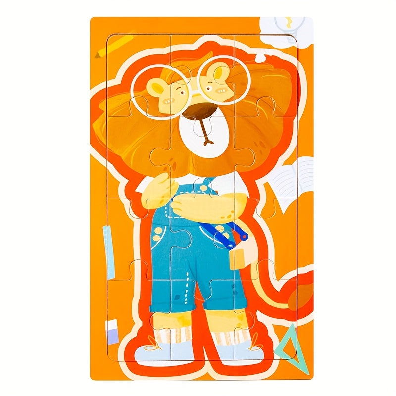 Cartoon Animal Puzzle Set – 12-Piece Early Learning Board - Kid Zone