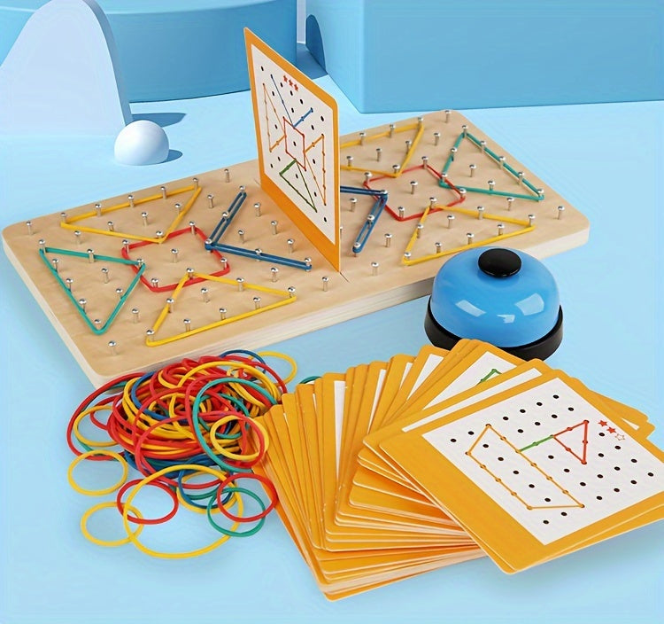 Wooden Geometric Shapes Board – Creative Logic Puzzle for Kids - Kid Zone