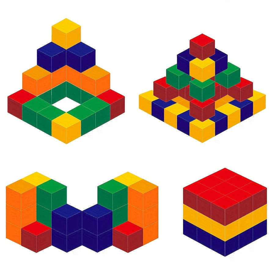 3D Wooden Geometric Building Blocks Set – 50-Piece Educational Toy - Kid Zone