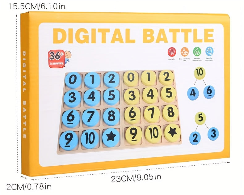 Montessori Wooden Counting Discs – 24 Colorful Math Tokens for Kids (Yellow & Blue) - Kid Zone