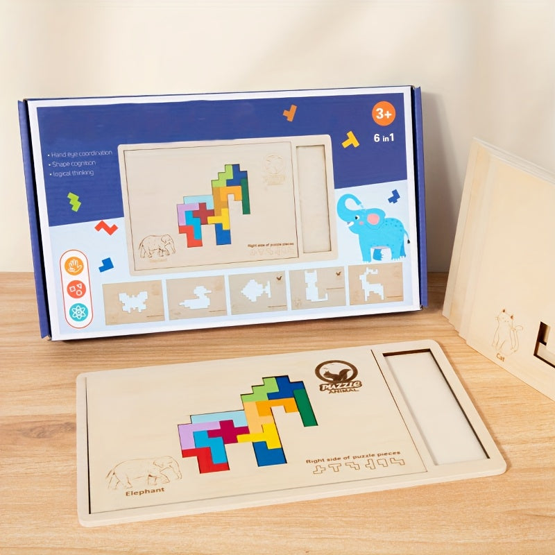 Educational Wooden Puzzle for Kids – Interlocking Building Pieces - Kid Zone