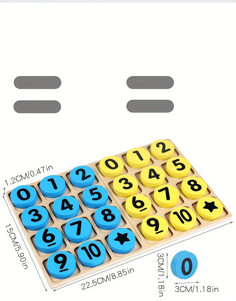 Montessori Wooden Counting Discs – 24 Colorful Math Tokens for Kids (Yellow & Blue) - Kid Zone