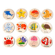 36-Piece Wooden Ocean Puzzle – Round Montessori Board for Toddlers - Kid Zone