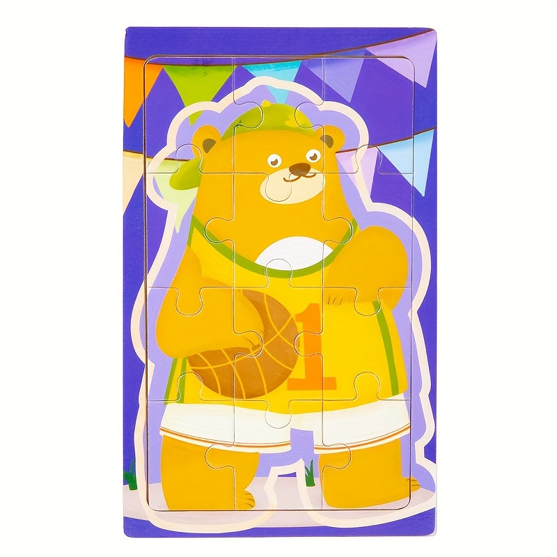 Cartoon Animal Puzzle Set – 12-Piece Early Learning Board - Kid Zone