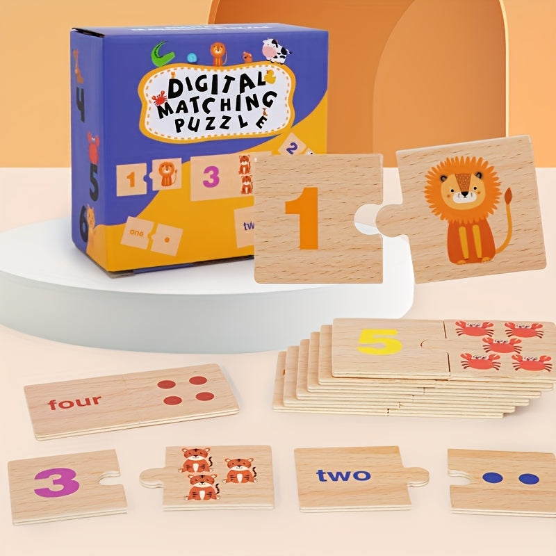 Wooden Animal Number Matching Puzzle – Fun Early Learning Toy - Kid Zone