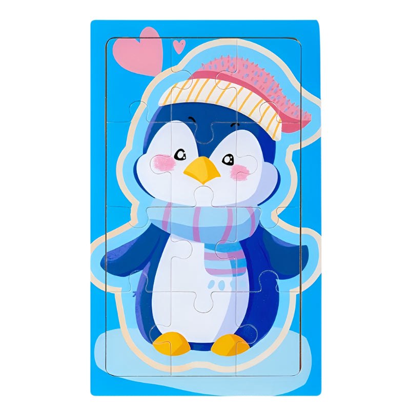 Cartoon Animal Puzzle Set – 12-Piece Early Learning Board - Kid Zone