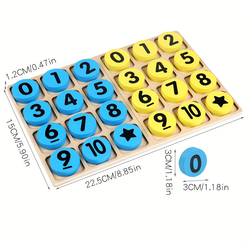 Montessori Wooden Counting Discs – 24 Colorful Math Tokens for Kids (Yellow & Blue) - Kid Zone