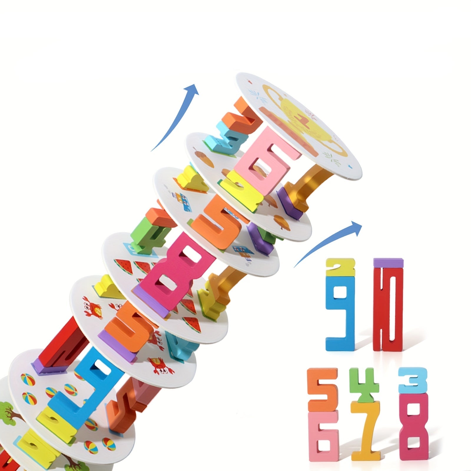 Creative Wooden Tower Building Blocks – 54 Colorful Pieces for Kids - Kid Zone
