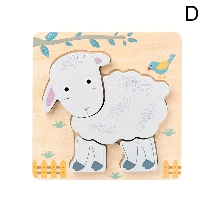 3D Wooden Animal Puzzles for Kids – Early Learning Brain Development Toy - Kid Zone