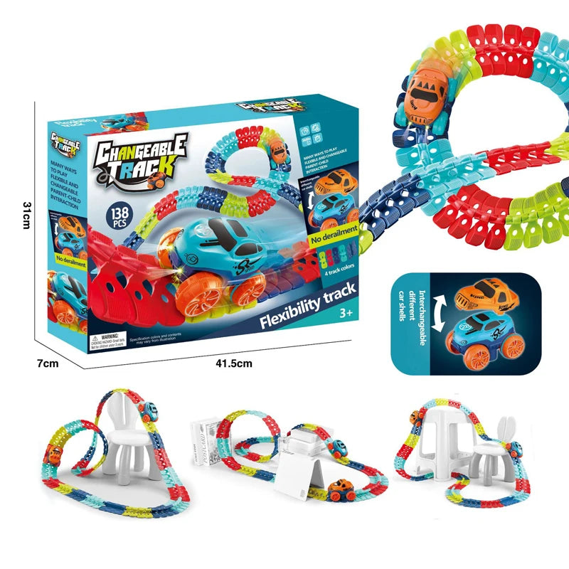 Buildable Racing Track Set – Interactive Car & Train Educational Playset for Kids - Kid Zone