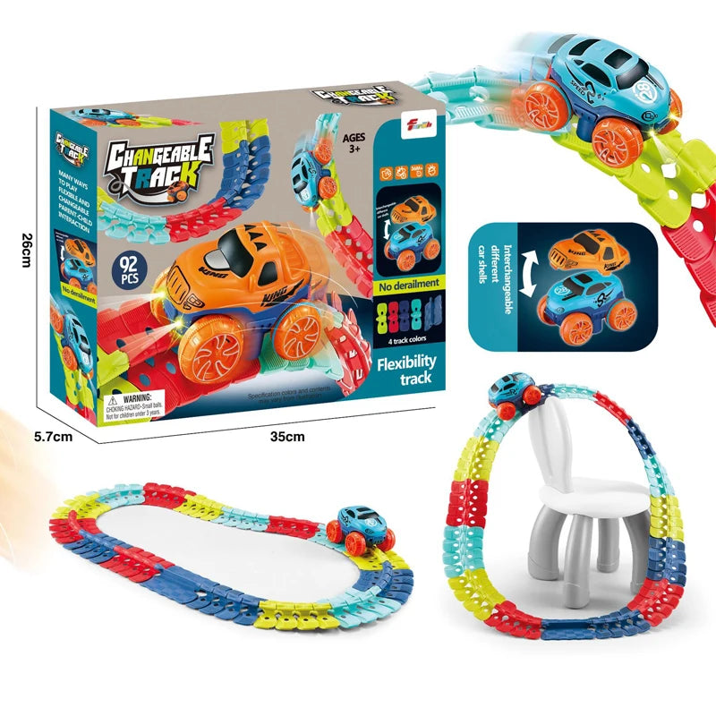 Buildable Racing Track Set – Interactive Car & Train Educational Playset for Kids - Kid Zone