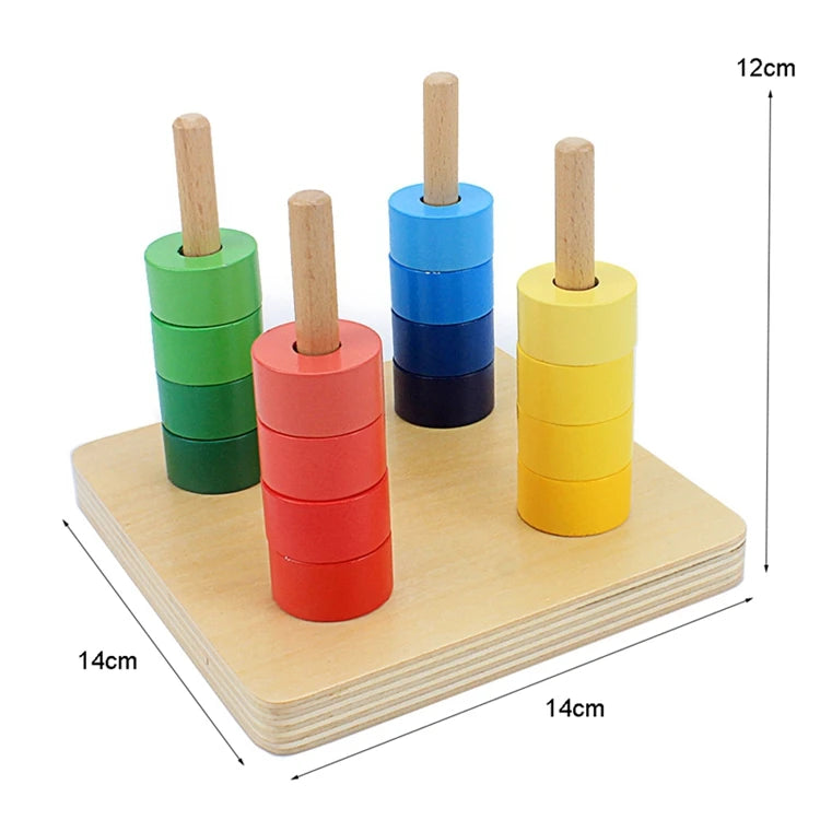 Montessori Wooden Disc Stacking Toy – Colorful Horizontal & Vertical Peg Board for Early Learning - Kid Zone