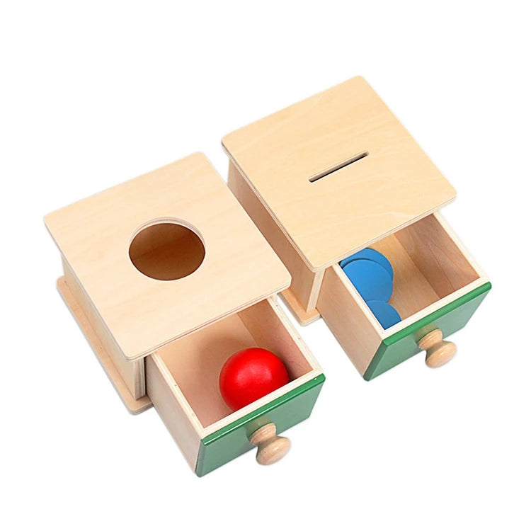Montessori Ball & Coin Box Set – Wooden Fine Motor Learning Toy for Babies and Toddlers - Kid Zone