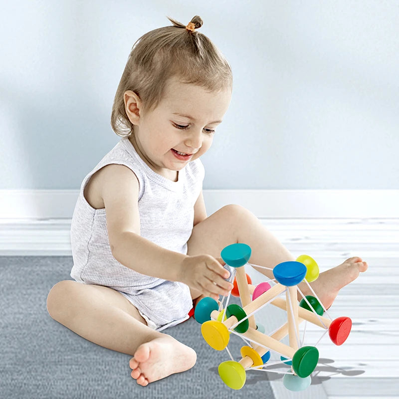 Montessori Wooden Bell Rattle Toy for Babies – Sensory & Motor Skill Development - Kid Zone