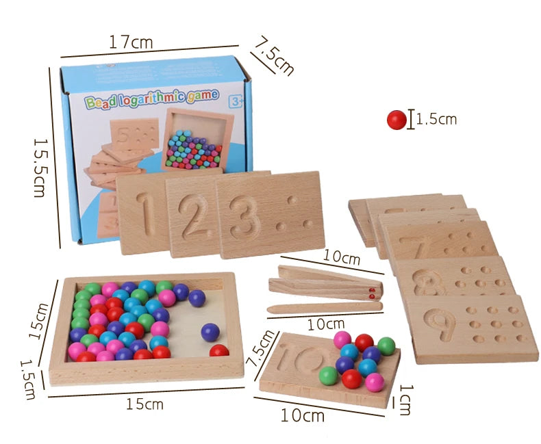 Montessori Wooden Number Tracing & Counting Board – Educational Bead Learning Toy for Kids (1–10) - Kid Zone