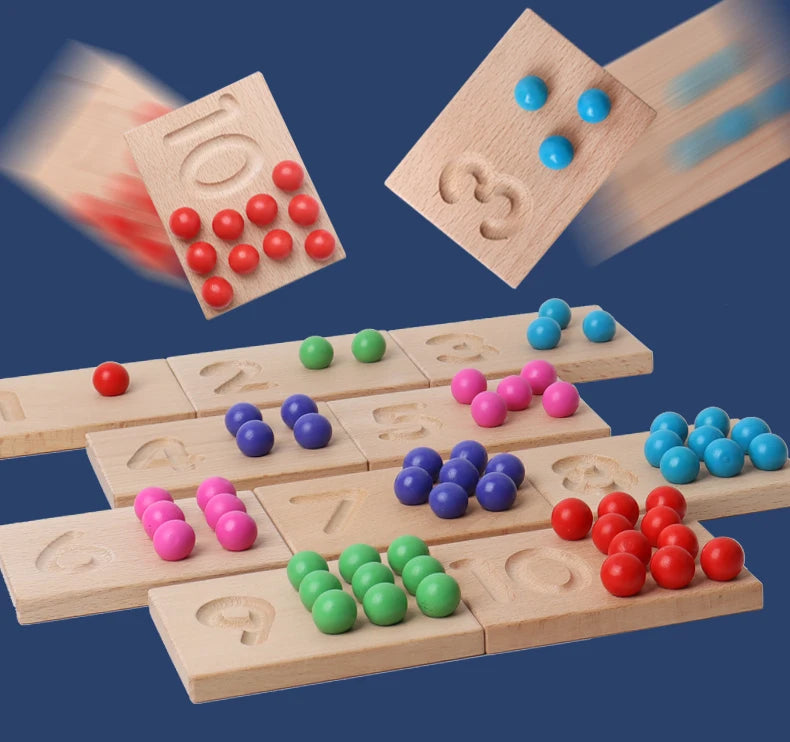 Montessori Wooden Number Tracing & Counting Board – Educational Bead Learning Toy for Kids (1–10) - Kid Zone