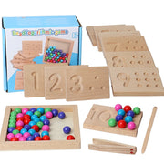 Montessori Wooden Number Tracing & Counting Board – Educational Bead Learning Toy for Kids (1–10) - Kid Zone