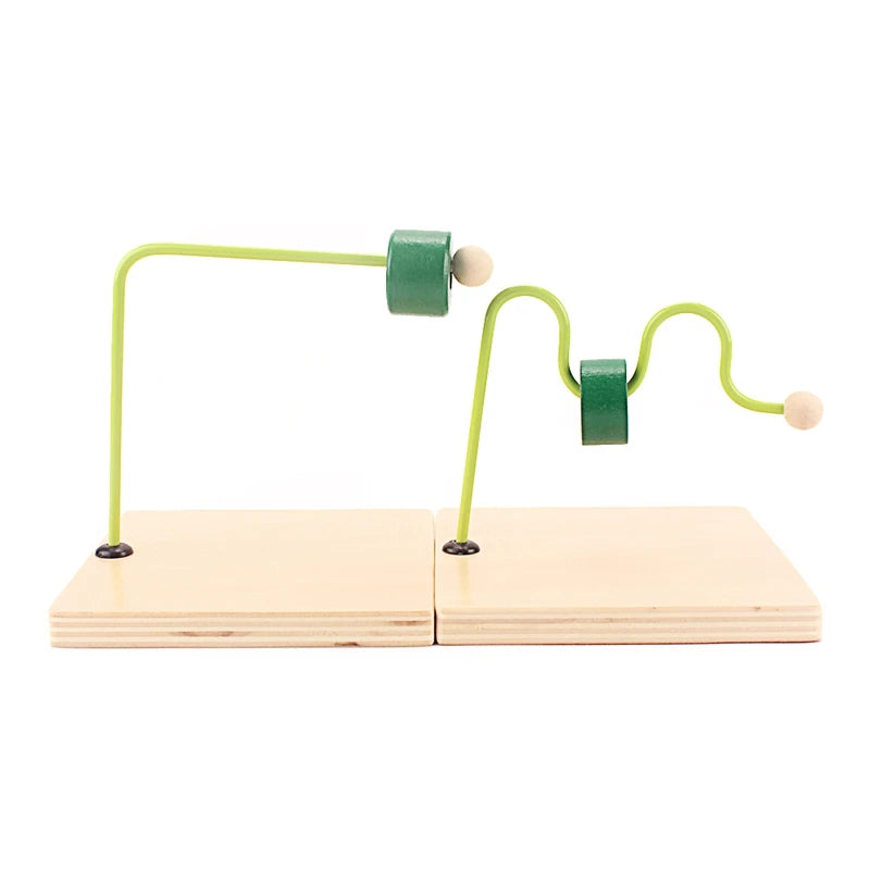 Montessori Horizontal Dowel Toy – Wooden Discs with Green Cylinder for Babies (7–24 Months) - Kid Zone