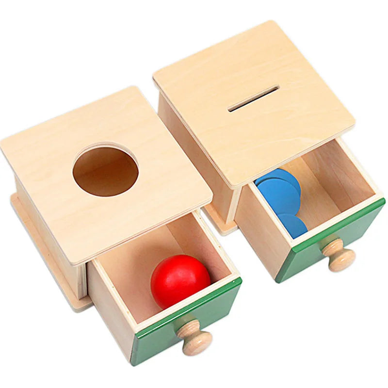 Montessori Ball & Coin Box Set – Wooden Fine Motor Learning Toy for Babies and Toddlers - Kid Zone