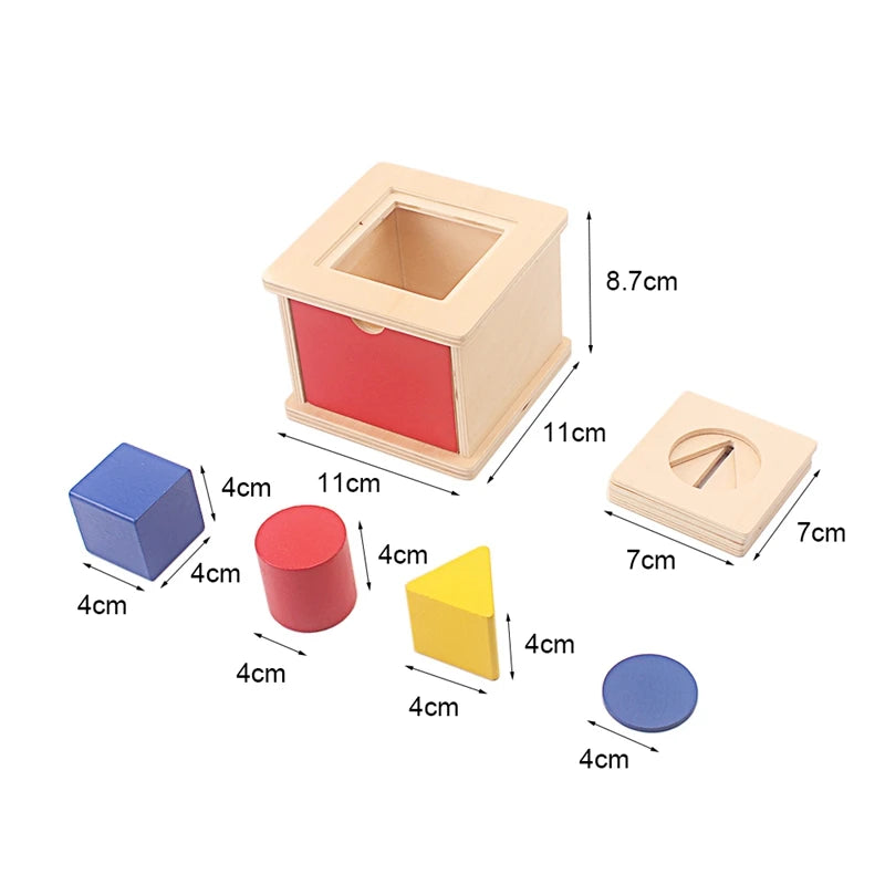 Montessori 4-in-1 Shape Sorting Imbucare Box – Wooden Early Learning Toy for Babies - Kid Zone